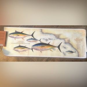 Hand painted tunas on map of Southern California coast.